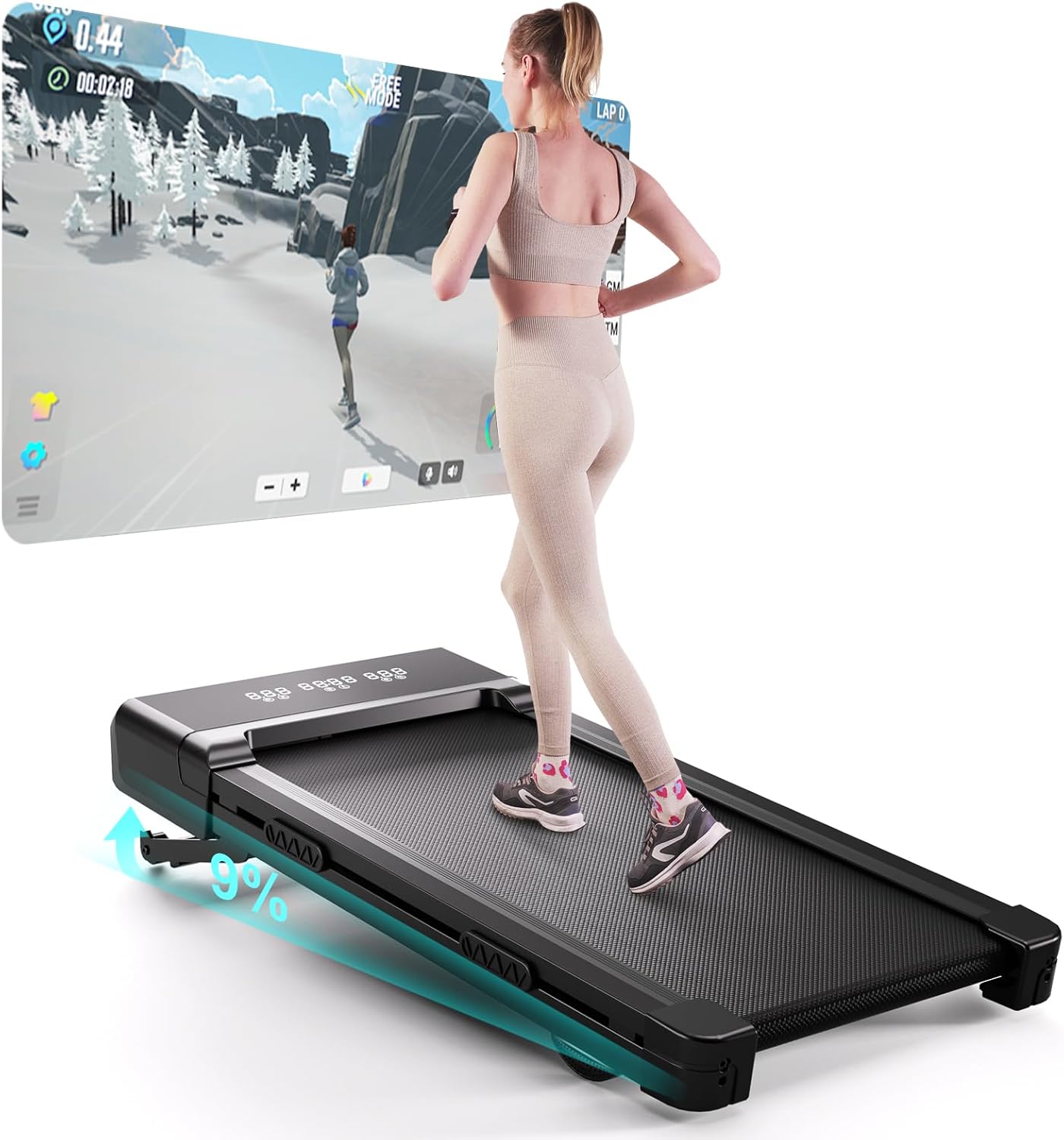 Superun Walking Pad mit Steigung – 3,0 PS Laufband für Zuhause mit App und Fernbedienung – Laufband mit Steigung 136 kg unter den Schreibtisch