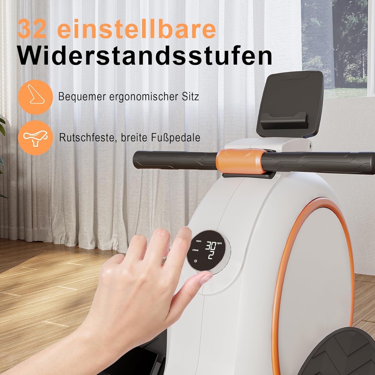 Superun Rudergerät für Zuhause mit 32 Stufen Widerstand - Leises Magnetisches Rudergerät mit APP und LCD Display - Fitnessgeräte Einfacher Aufbau