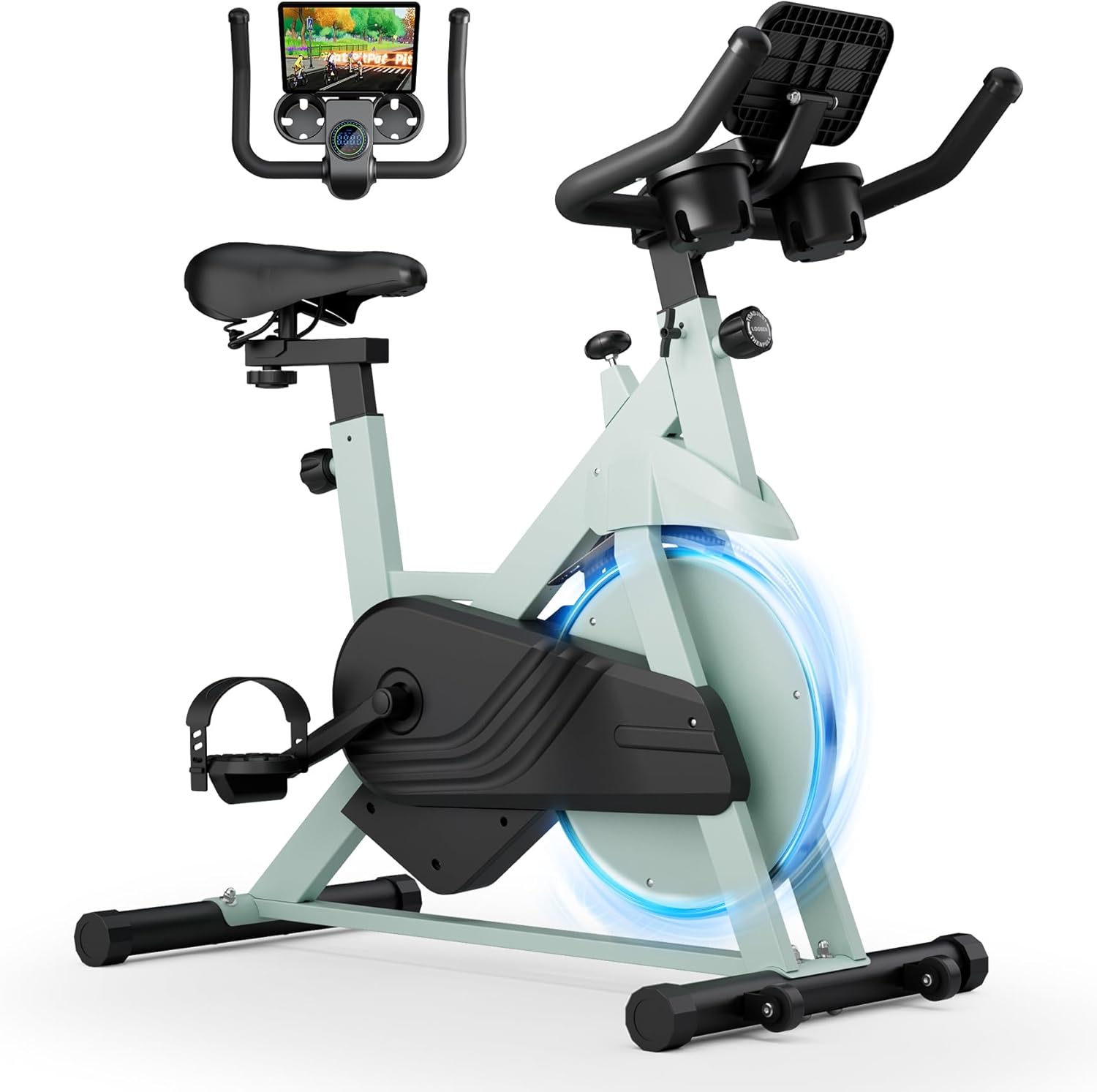 Superun Heimtrainer Fahrrad Superun mit Verstellbarem Magnetwiderstand, Ergometer Hometrainer Fahrrad Leises mit LCD-Monitor und App, Spinning Bike Indoor max 136kg